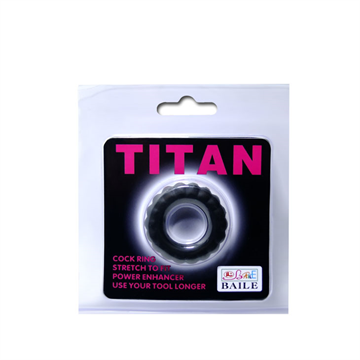 TITAN Cerise sort silikone penisring æske
